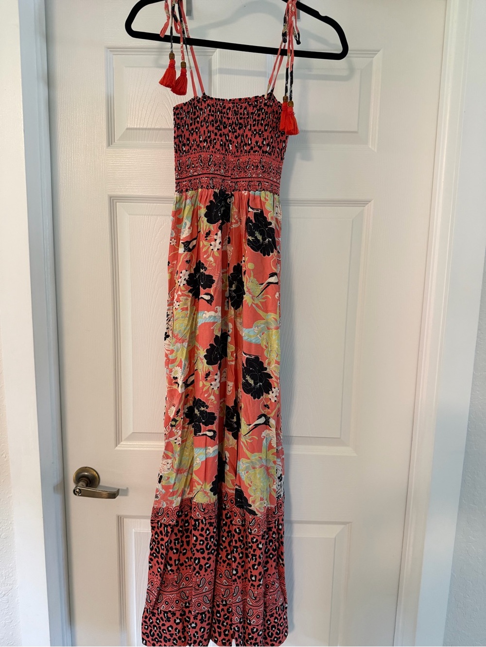Maaji Coral and Black Floral Maxi Dress size M